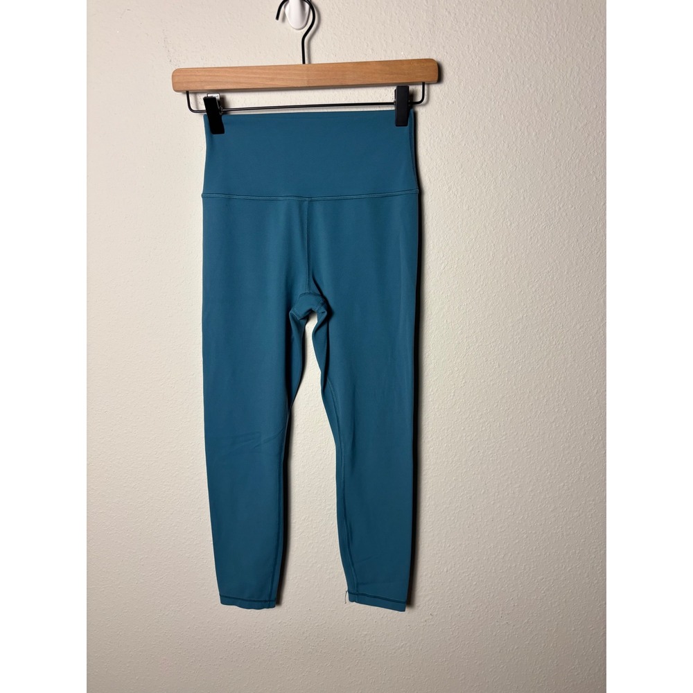 Athleta Transcend 7/8 Tight Leggings Small Teal Blue High Waisted Yoga Pants